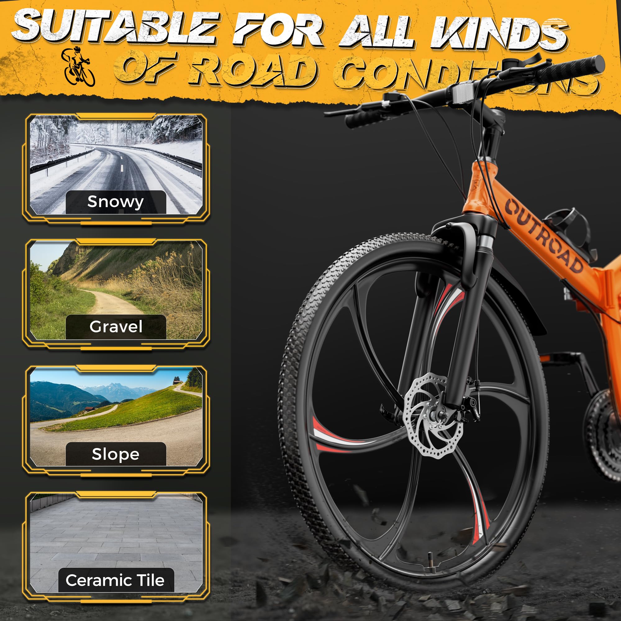 26 Inch Adult Folding Mountain Bike - 21 Speed Foldable Bicycle with Full Suspension & Dual Disc Brakes | High Carbon Steel Frame | Compact Folding Design for Men, Women & Teens | Perfect for Commuting, Trail Riding & Urban Adventures