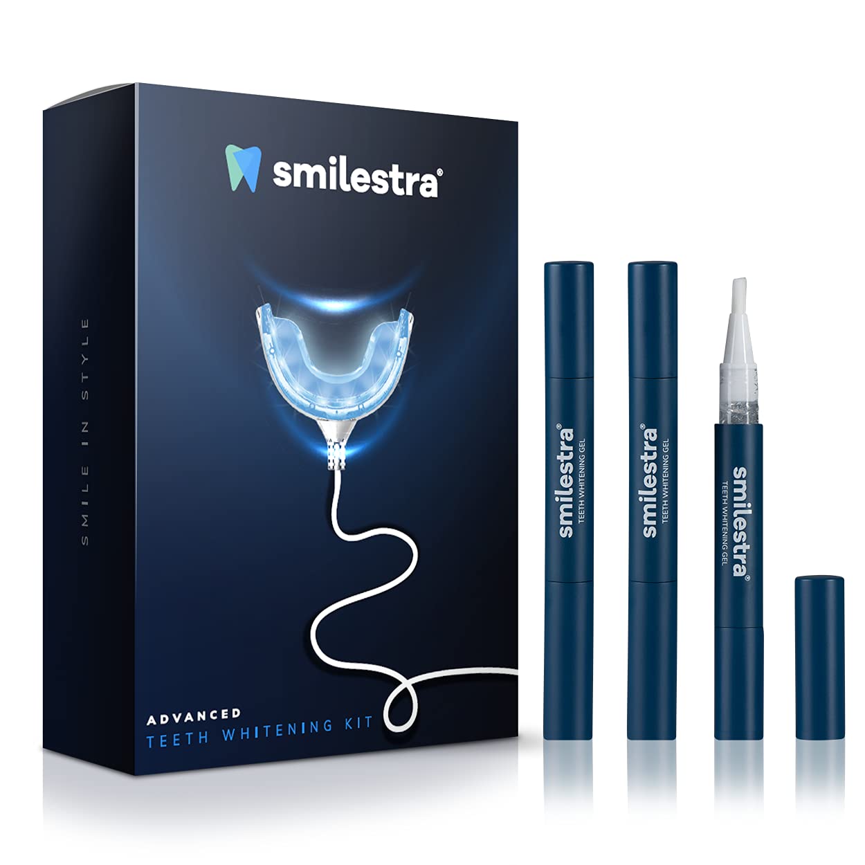 Professional Teeth Whitening Kit with LED Light & 3 Whitening Gel Pens - 5 Piece Dental Care Set for Brighter Smile at Home or Travel - Perfect for Men & Women (Whitens Coffee, Tea & Smoking Stains)