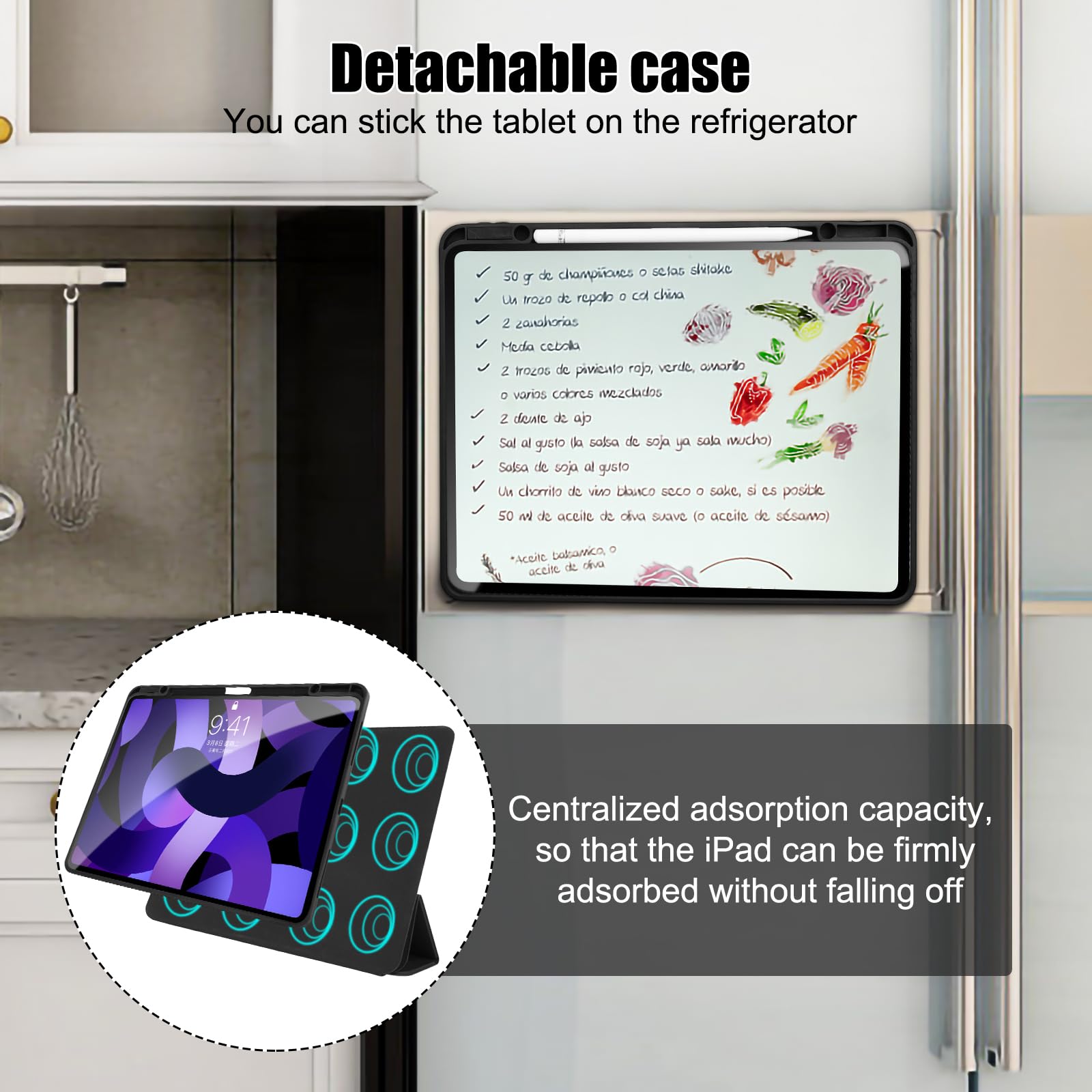 Premium PU Leather iPad Pro 11 Case & iPad Air 10.9 Case - Detachable Baby Skin-IKE Touch Cover with Apple Pencil Holder | Slim Protective Shell for Work, School & Travel (Black)