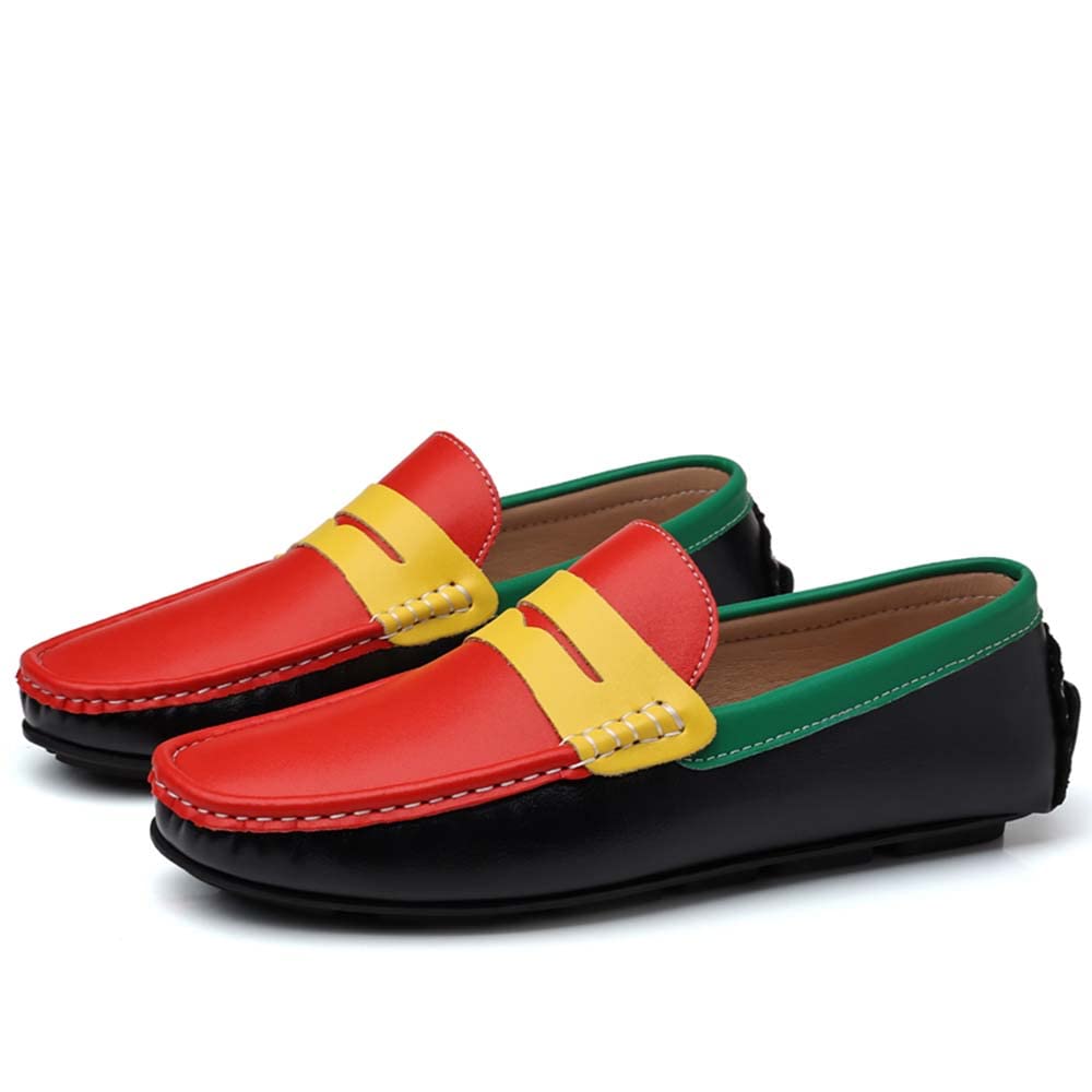 Premium Genuine Cowhide Leather Men's Penny Loafers - Slip-On Dress Shoes for Driving & Casual Wear - Comfortable Boat Shoes for Office, Wedding & Daily Outfits
