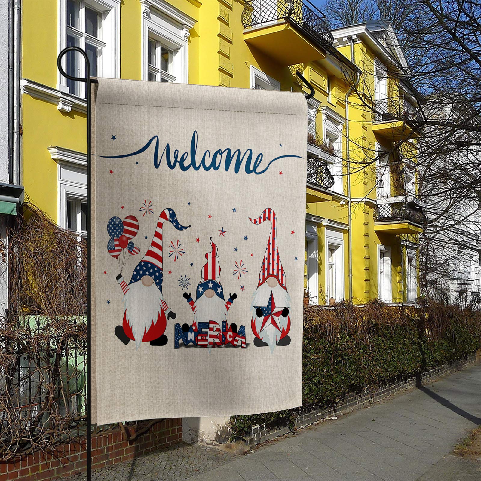Premium 12x18 Inch Mini Garden Flag - Happy Independence Day American Flag Gnomes Design, Weather Resistant & Double Stitched Burlap Outdoor Decor for Yard, Garden, and Patio | Perfect for 4th of July Celebrations, Front Yard Displays, and Seasonal Home Decor