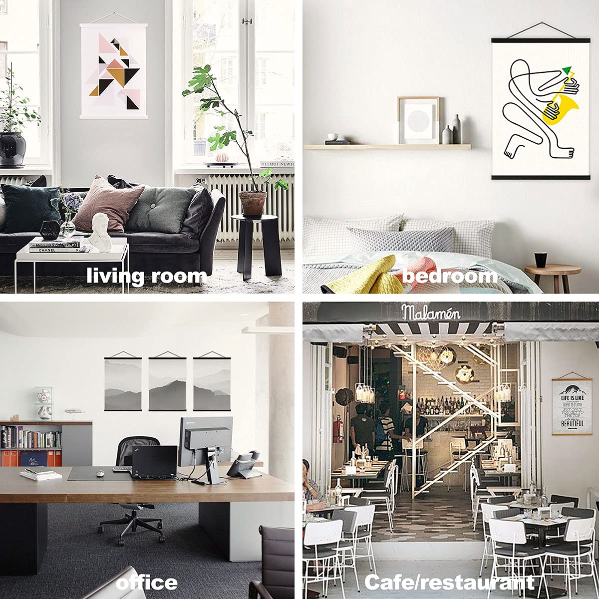 Ywlake Magnetic Poster Hanger Kit - 24 Inch Wooden Frame for 24x36, 24x18, 24x32 Posters - Easy Wall Mounting for Maps, Canvas Art & Prints (White) - Perfect for Home, Office & Classroom Decor