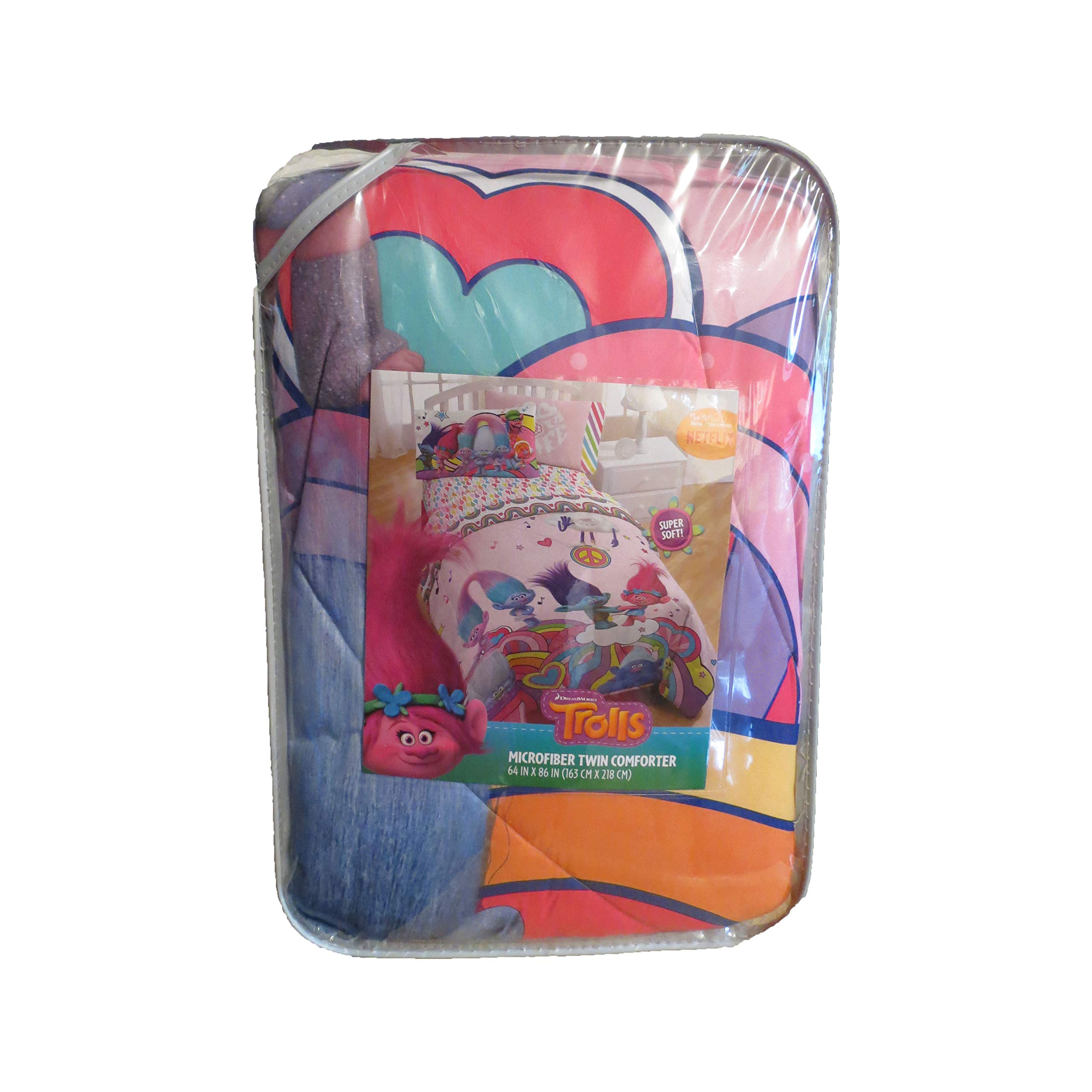 Trolls Twin Microfiber Comforter - Soft & Cozy Twin Size Bedding Set for Kids' Room, Perfect for Movie Nights & Sleepovers