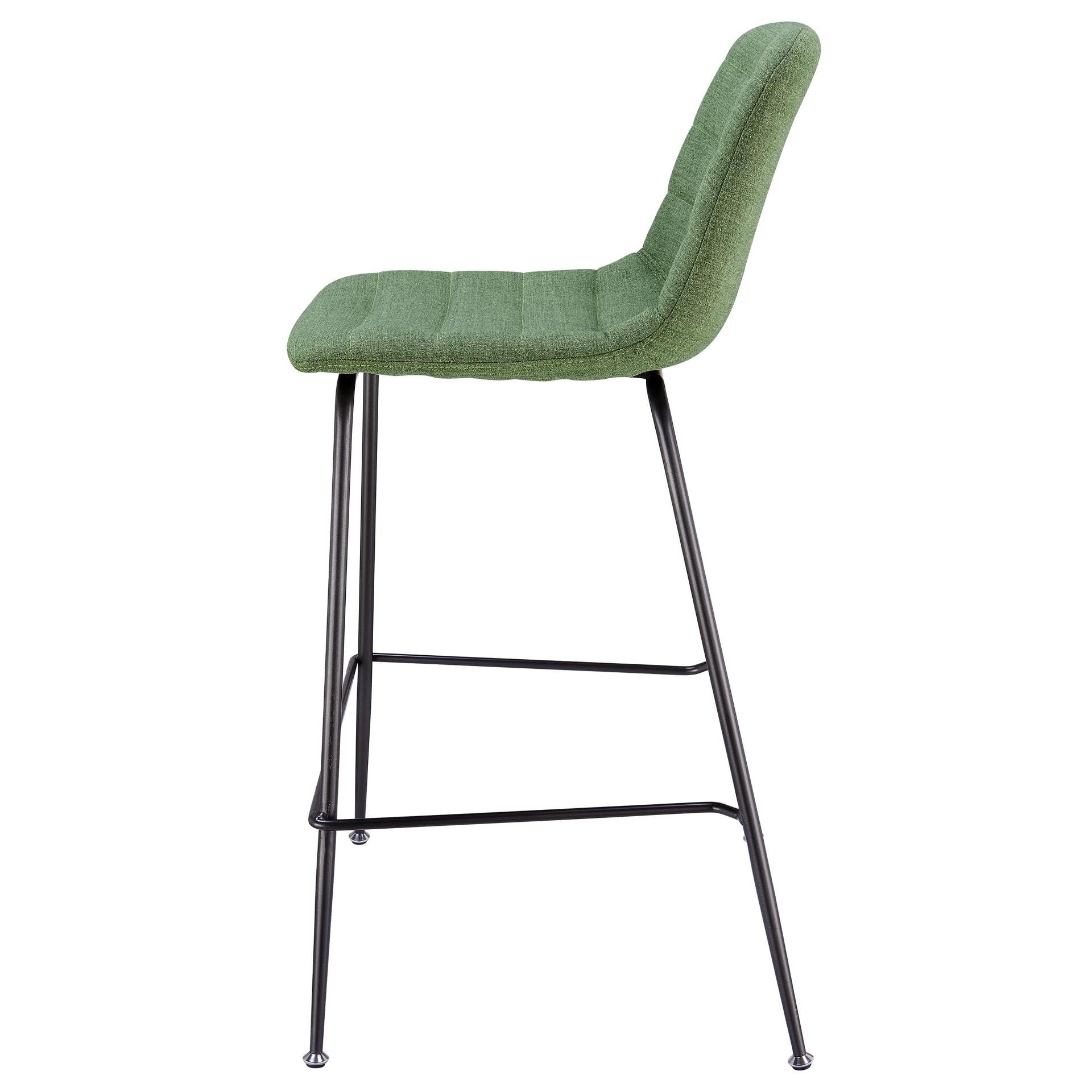 Caleb Fabric Counter Stool - Modern Kitchen Bar Stools with Penta Green Upholstery, Comfortable Swivel Seat for Home, Restaurant & Cafe Use