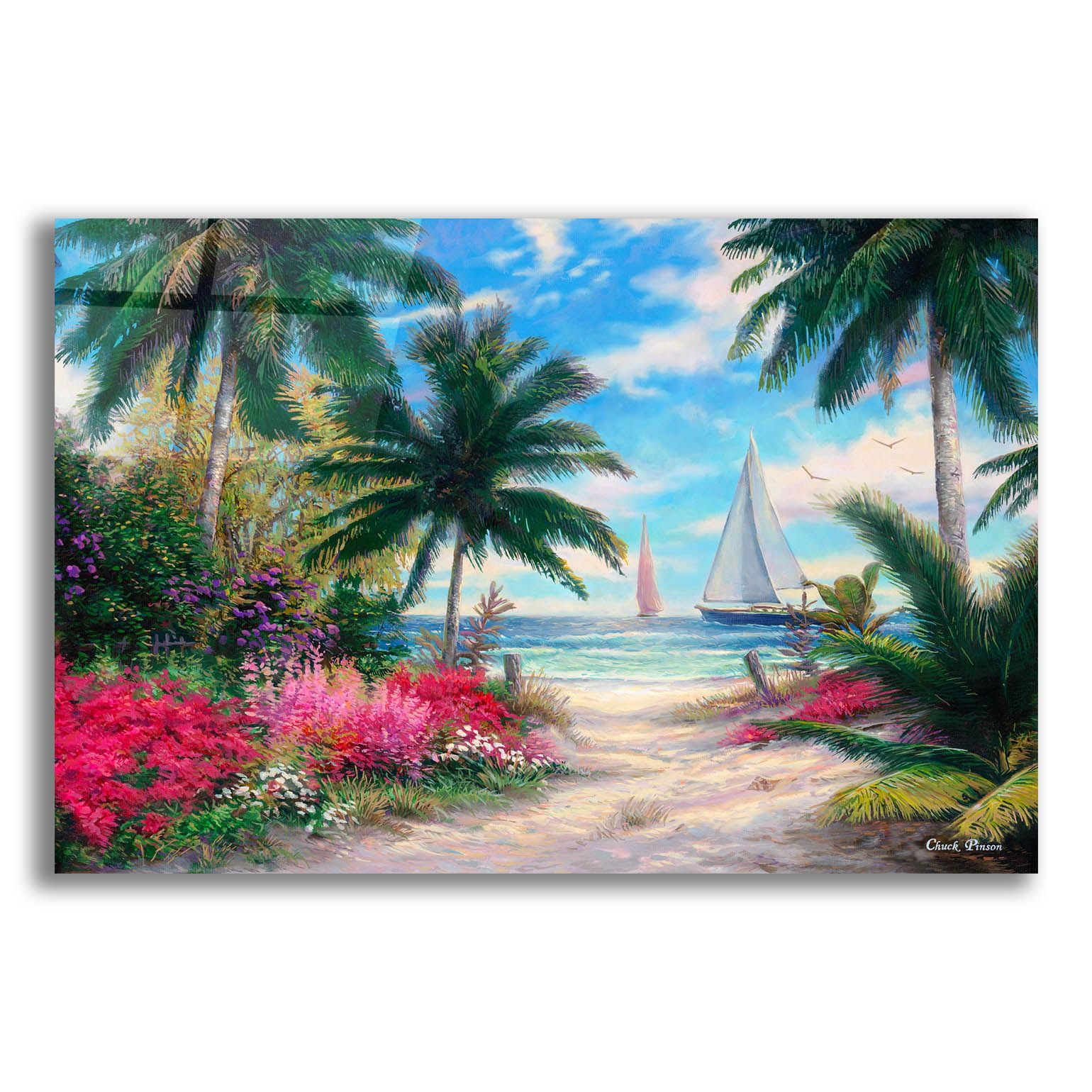 Epic Art 'Sea Breeze Trail' by Chuck Pinson - 24x16 Inch Acrylic Glass Wall Art for Living Room, Bedroom & Office Decor - Modern Coastal Landscape Painting