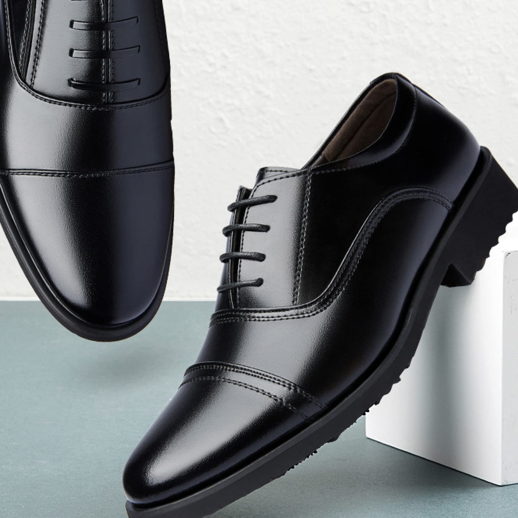 Men's Comfortable PU Leather Oxford Shoes - Business Formal & Casual Lace Up Dress Shoes for Office Work | Perfect for Business Meetings, Weddings & Daily Wear