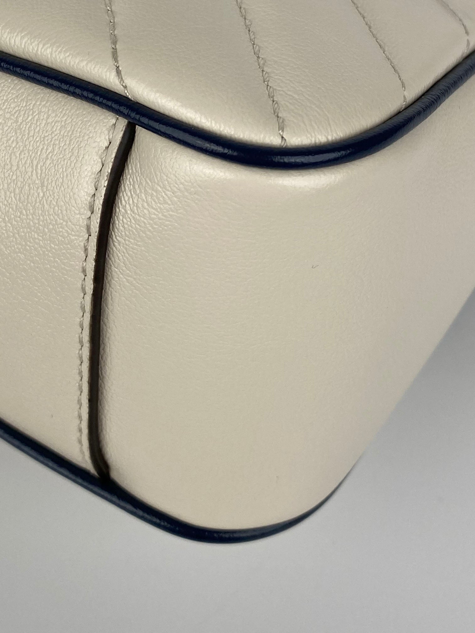 Gucci GG Marmont Torchon Shoulder Bag in White & Blue | Luxury Designer Handbag for Women | Perfect for Date Night, Office & Special Occasions