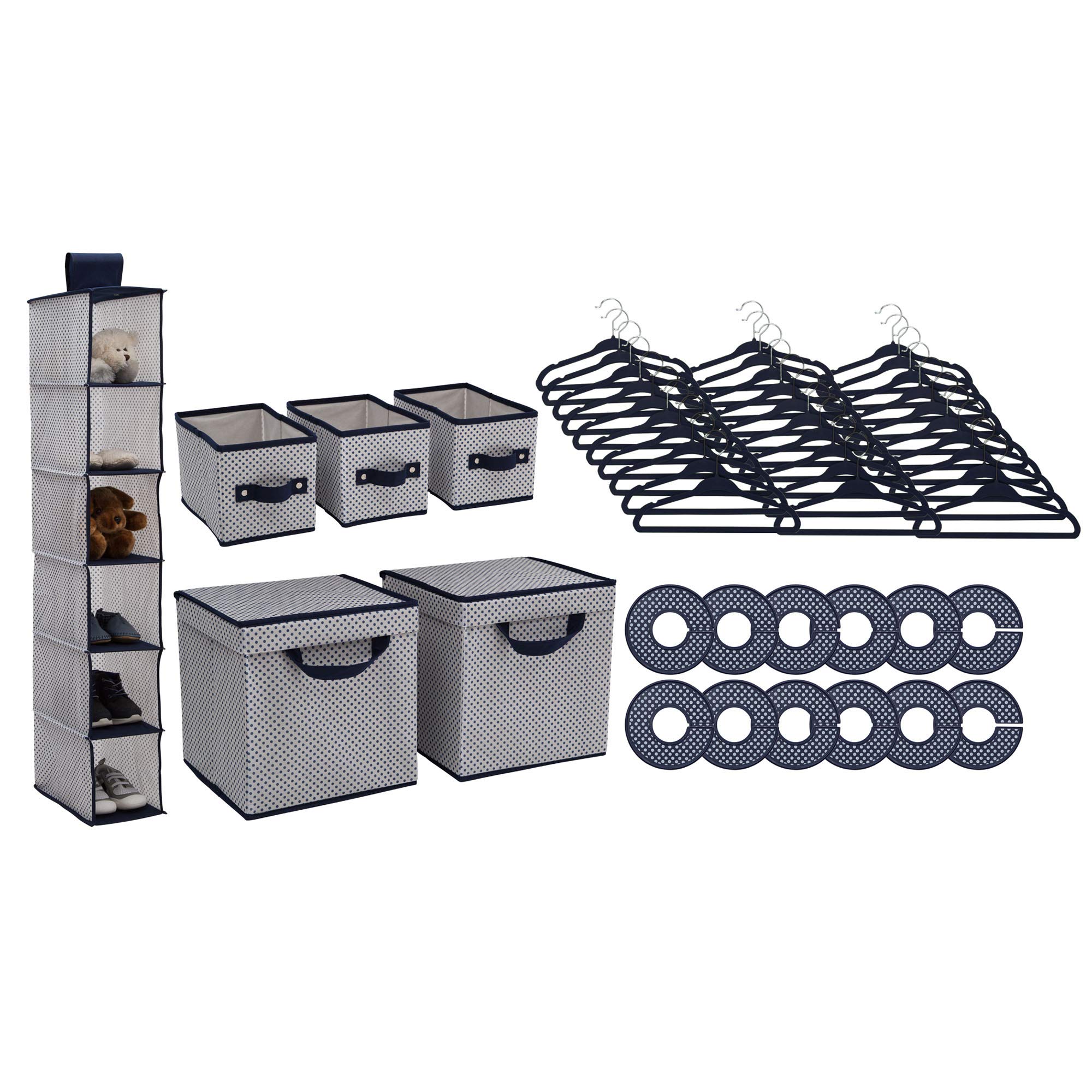 Delta Children Nursery Storage 48-Piece Set | Easy Storage & Organization Solution for Baby Clothes & Toys | Keeps Nursery, Bedroom & Closet Tidy (Navy Blue) | Perfect for Newborn Essentials & Toddler Room Organization