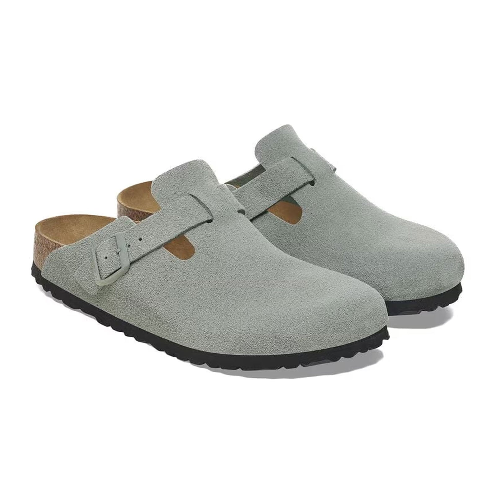 Birkenstock Boston Soft Footbed Narrow Clog for Women - Pure Sage Suede Leather Comfortable Slip-On Shoes | Perfect for Home, Office & Casual Wear