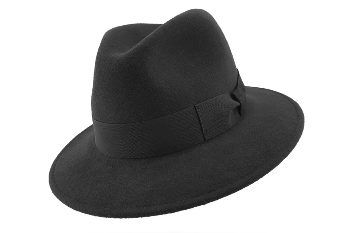 Stanton Packable Italian Wool Black Fedora Hat for Men & Women – Travel, Outdoor, and Fashion Accessory