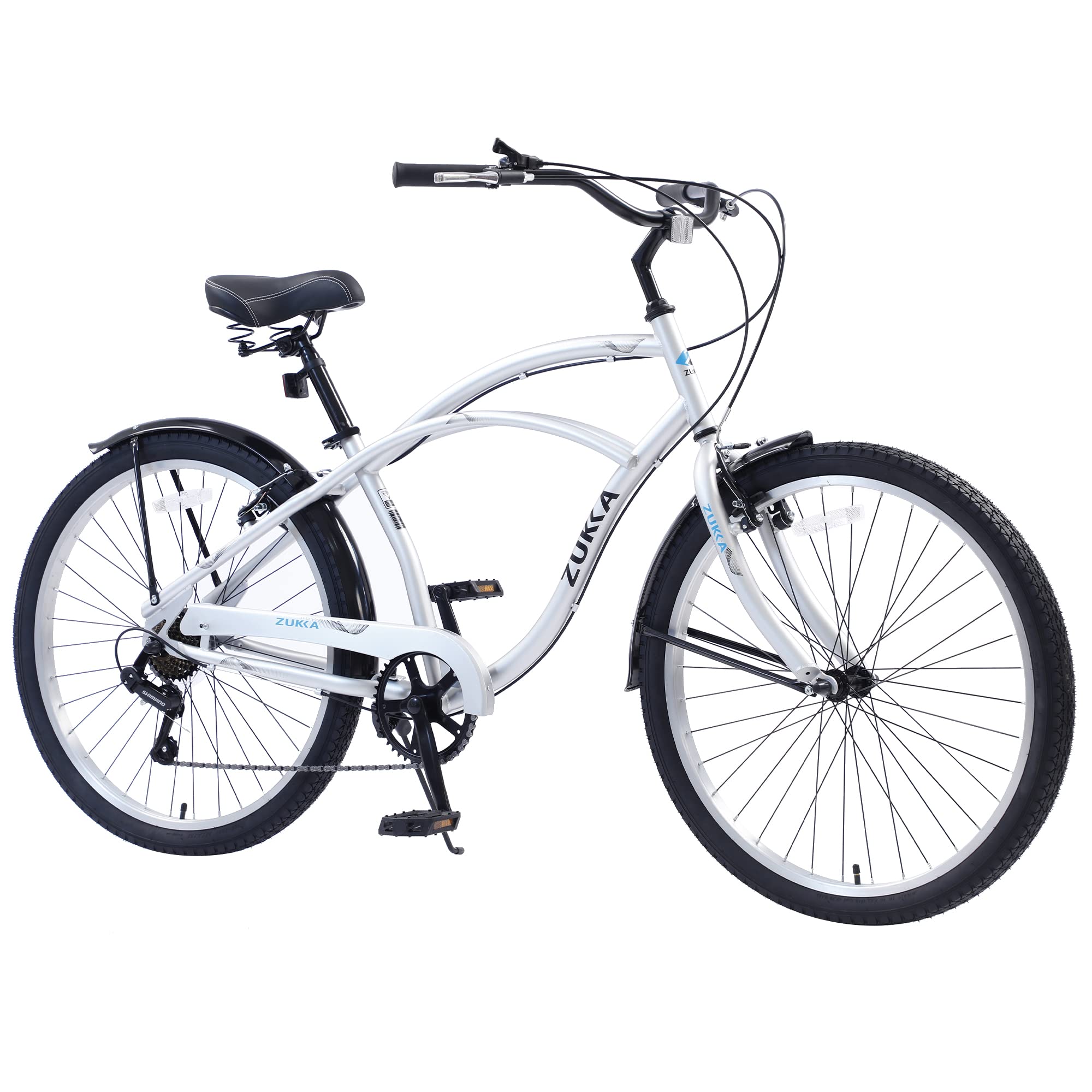 **26 Inch Beach Cruiser Bike for Men & Women - 7-Speed Adjustable Seat City Commuter Bicycle for Adults - Perfect for Beach Rides, Urban Commuting & Leisure Cycling**
