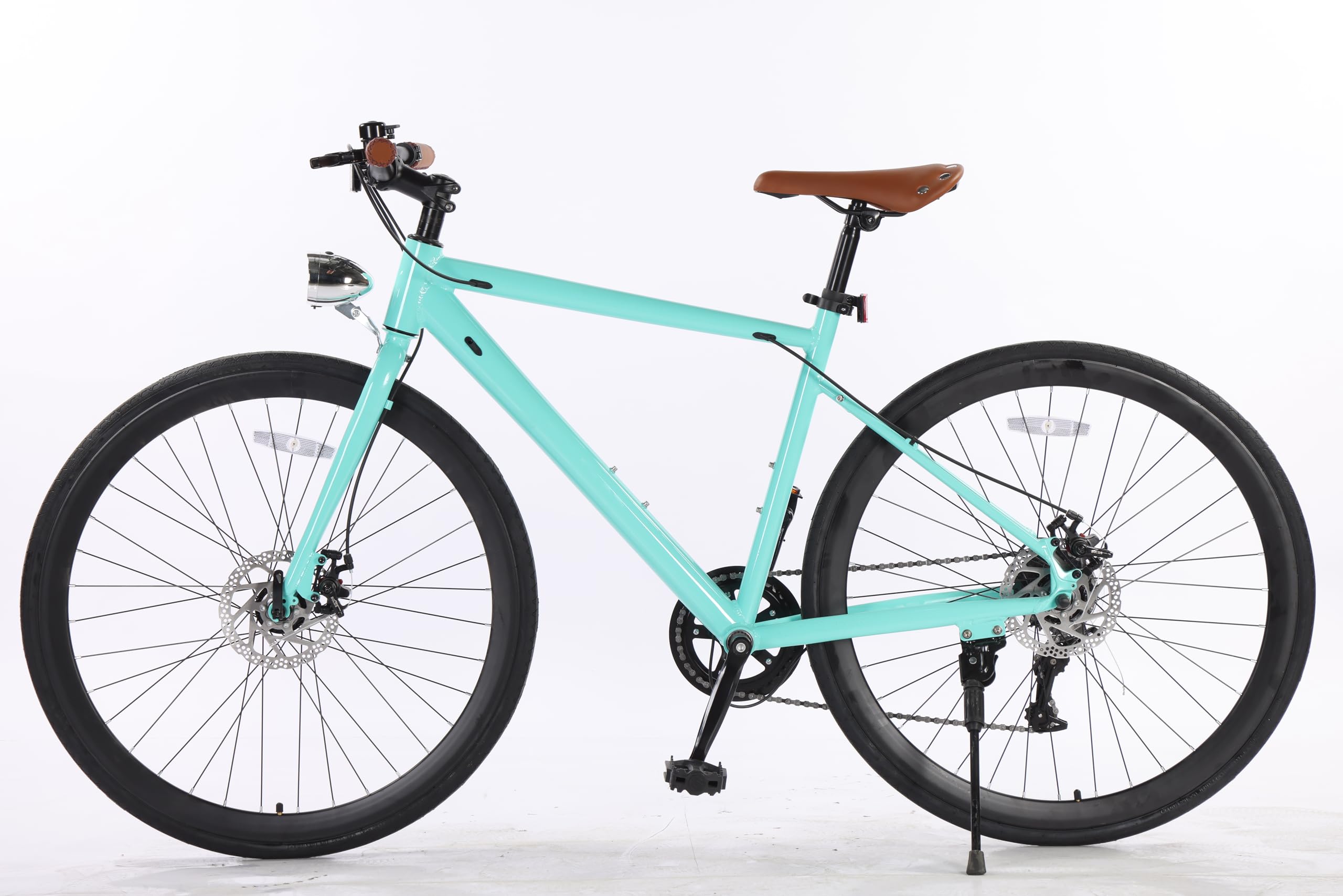 **700C Hybrid Road Bike for Men & Women - 7-Speed Drivetrain, Step-Through or Step-Over Frame, Built-in Lights - Perfect for Commuting, Fitness & Leisure Rides**