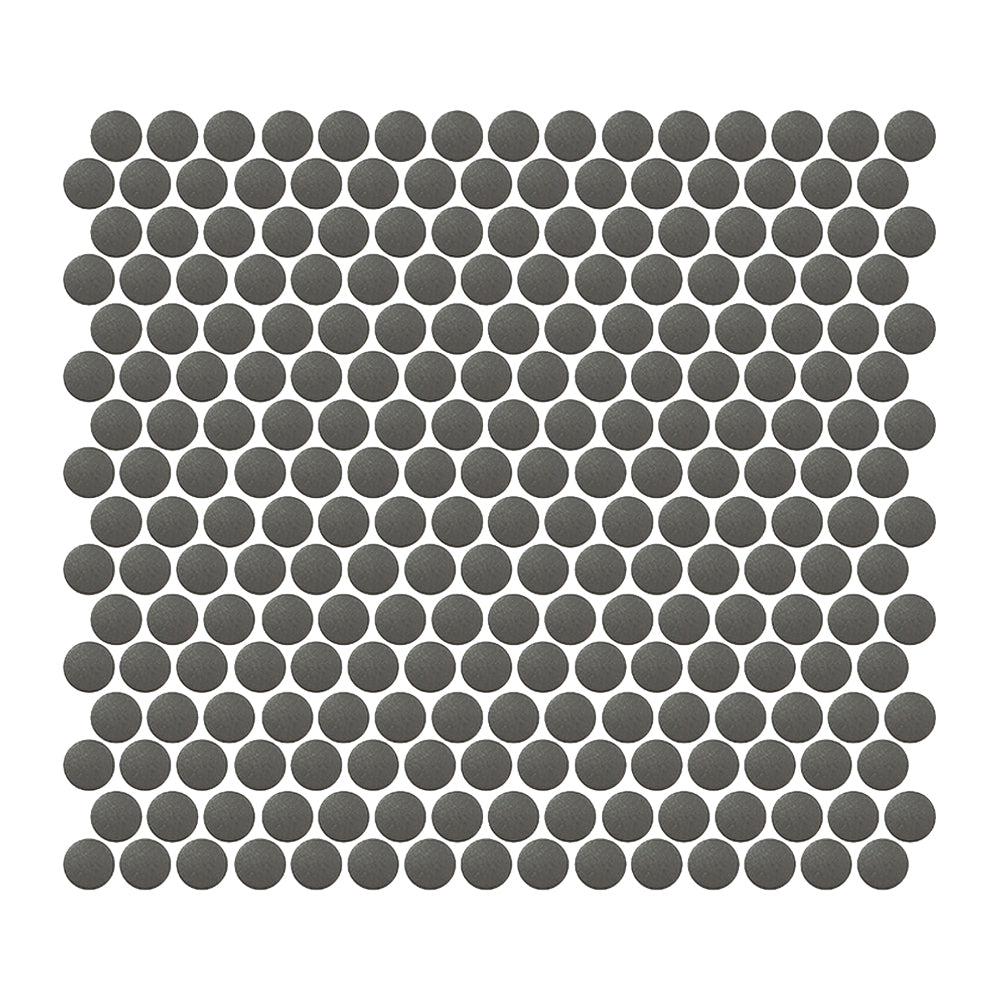 Foundry Mosaic Penny Round Tiles - Obsidian Black Glass Tile for Kitchen Backsplash, Bathroom Wall & Shower Flooring