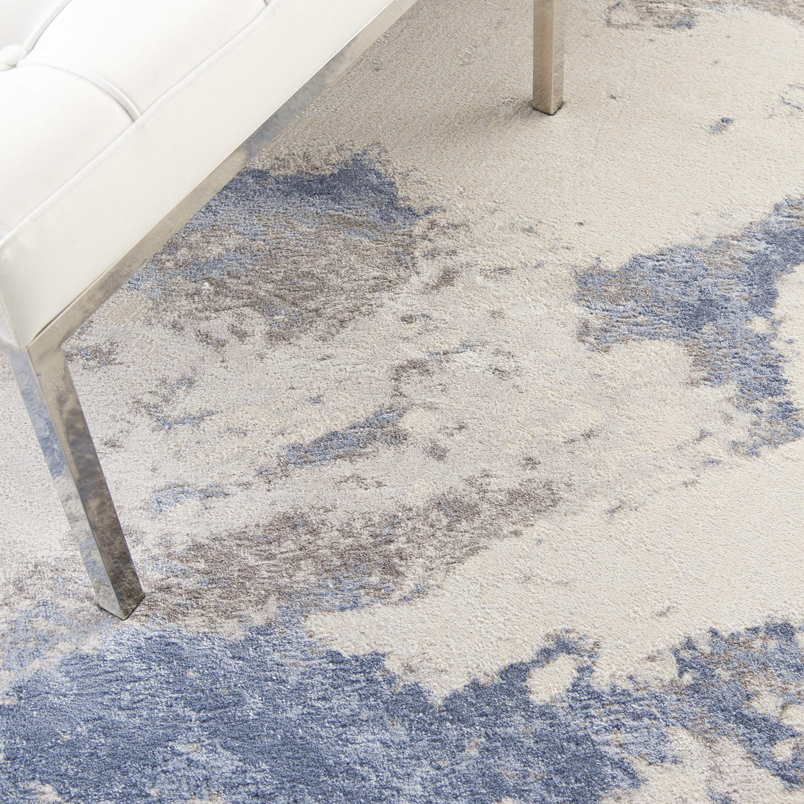 Nourison Sleek Textures Modern Blue Ivory Grey 7'10