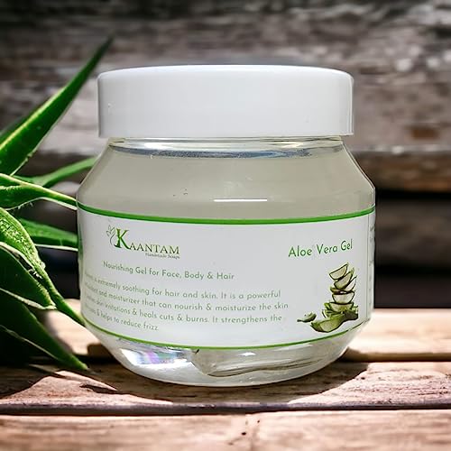 Kaantam Pure Aloe Vera Gel (250ml) - Natural Skin & Hair Care for Face, Acne Scars, Wounds, Dark Circles | Hydrating Moisturizer for Daily Beauty Routine & Sunburn Relief