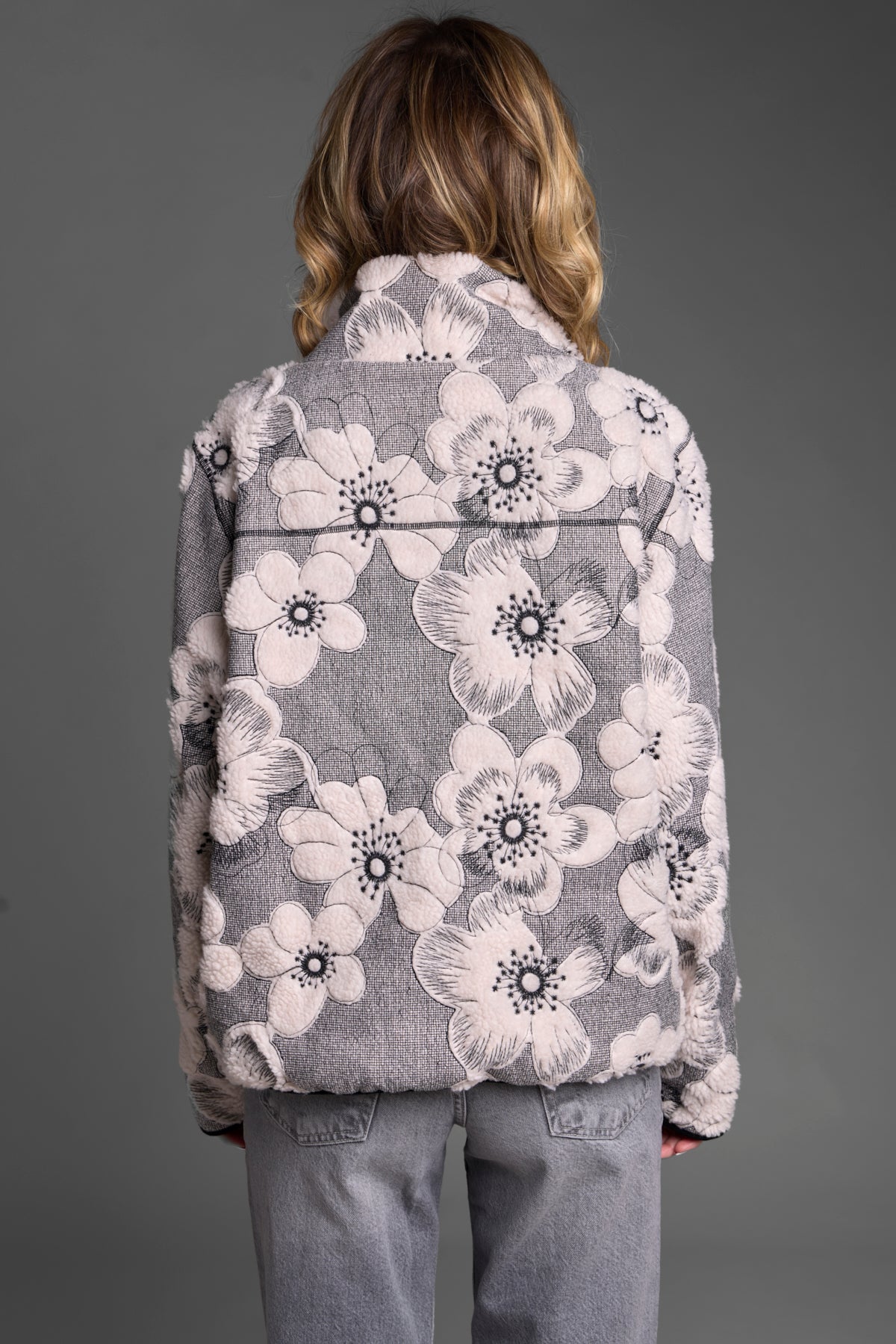 Women's Floral Sherpa Jacket - Cozy Fleece Lined Winter Coat for Outdoor Activities, Hiking & Casual Wear
