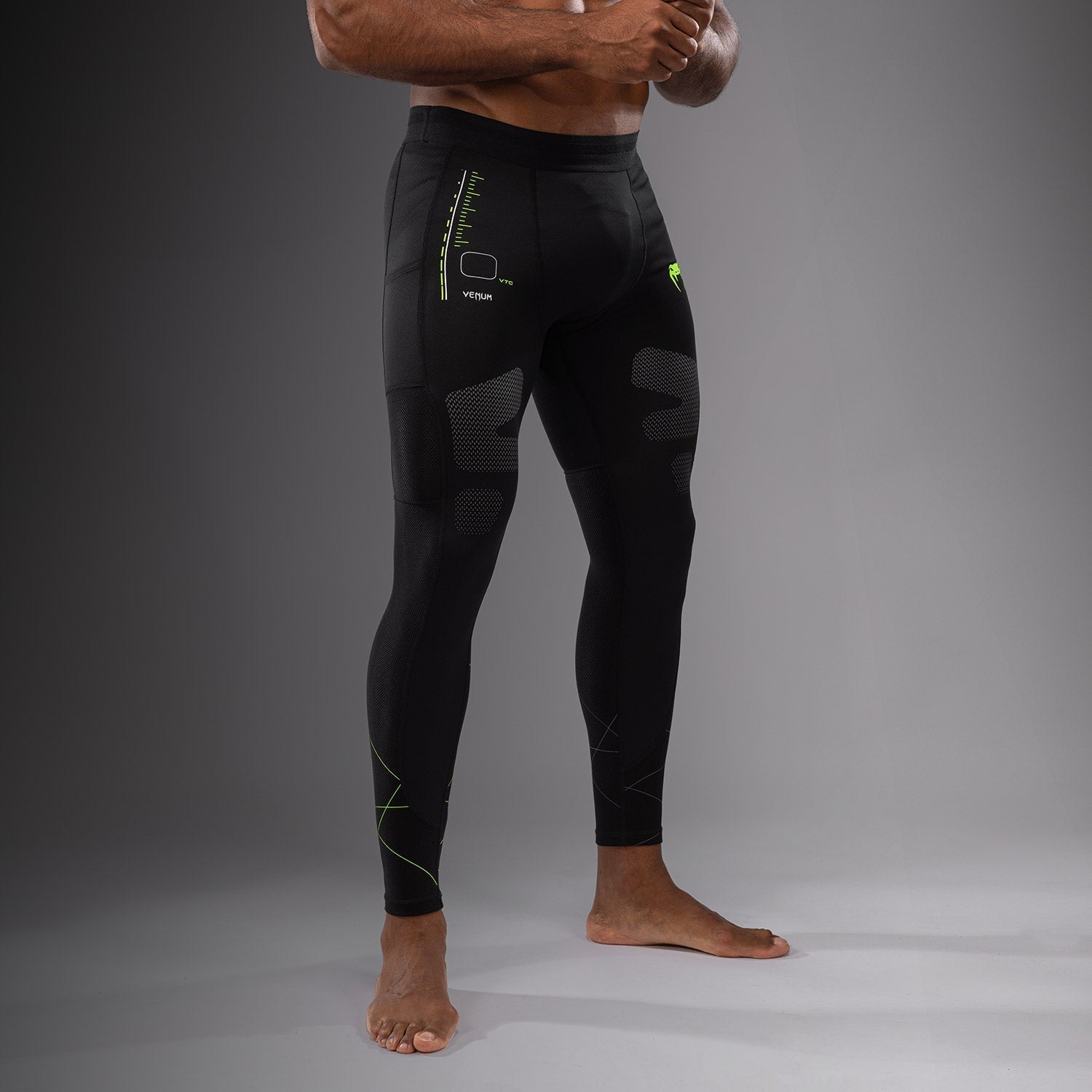 Venum Training Camp 4.0 Spats - Black/Neon Green MMA & BJJ Compression Pants for Men - Perfect for Combat Sports, Gym Workouts & Martial Arts Training