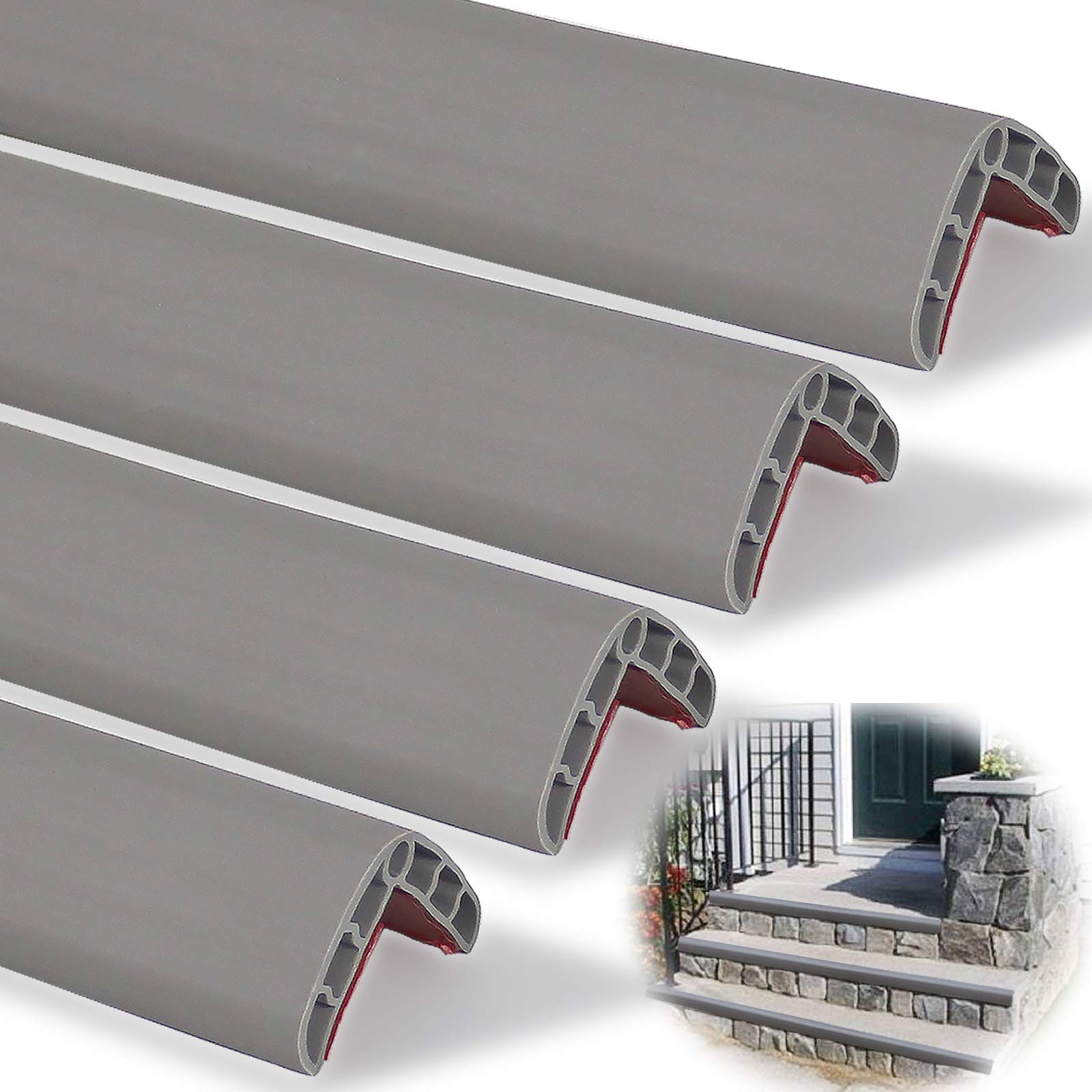 LEWINO Stair Edge Protector - 5.3ft Baby Proofing Bumper Guard for Stairs, Tables, Cabinets & Fireplaces (15.7in x 4pcs) - Child Safety Home Protection for Garage, Living Room & Nursery