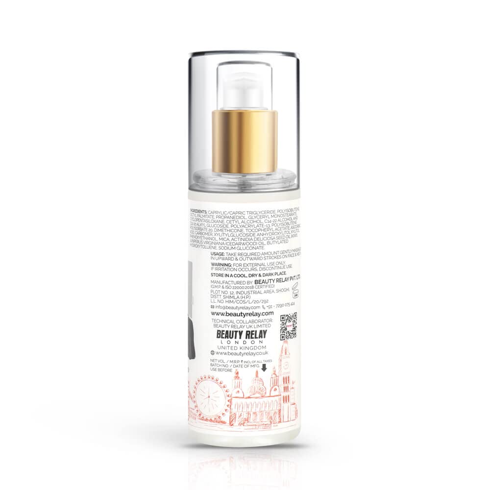 BEAUTYRELAY LONDON Miaoou Makeup Primer with Kiwi & Cedarwood - Ultra Lightweight Moisturizer, Non-Greasy, 12-Hour Hydration, Smooth Finish for Brightening Skin - 200ml - Perfect for Daily Makeup Base & Long-Lasting Hydration