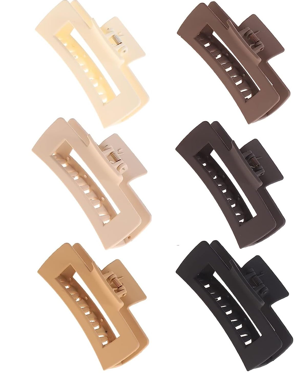 Minta 6 Pack Large Non-Slip Matte Hair Claw Clips for Women - Strong Hold Rectangle Jaw Clips for Thick & Thin Hair - Perfect for Ponytails, Buns & Everyday Hairstyles