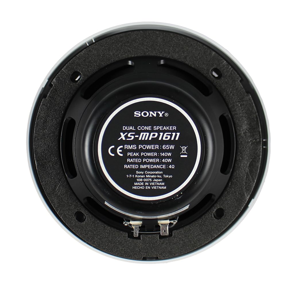 Sony Marine Audio Speakers - 6.5 Inch Waterproof Marine Stereo Speakers with Dual Cone Design for Boats, Pools, Outdoor Use - White (Perfect for Marine Audio Systems, Yacht Parties & Poolside Entertainment)