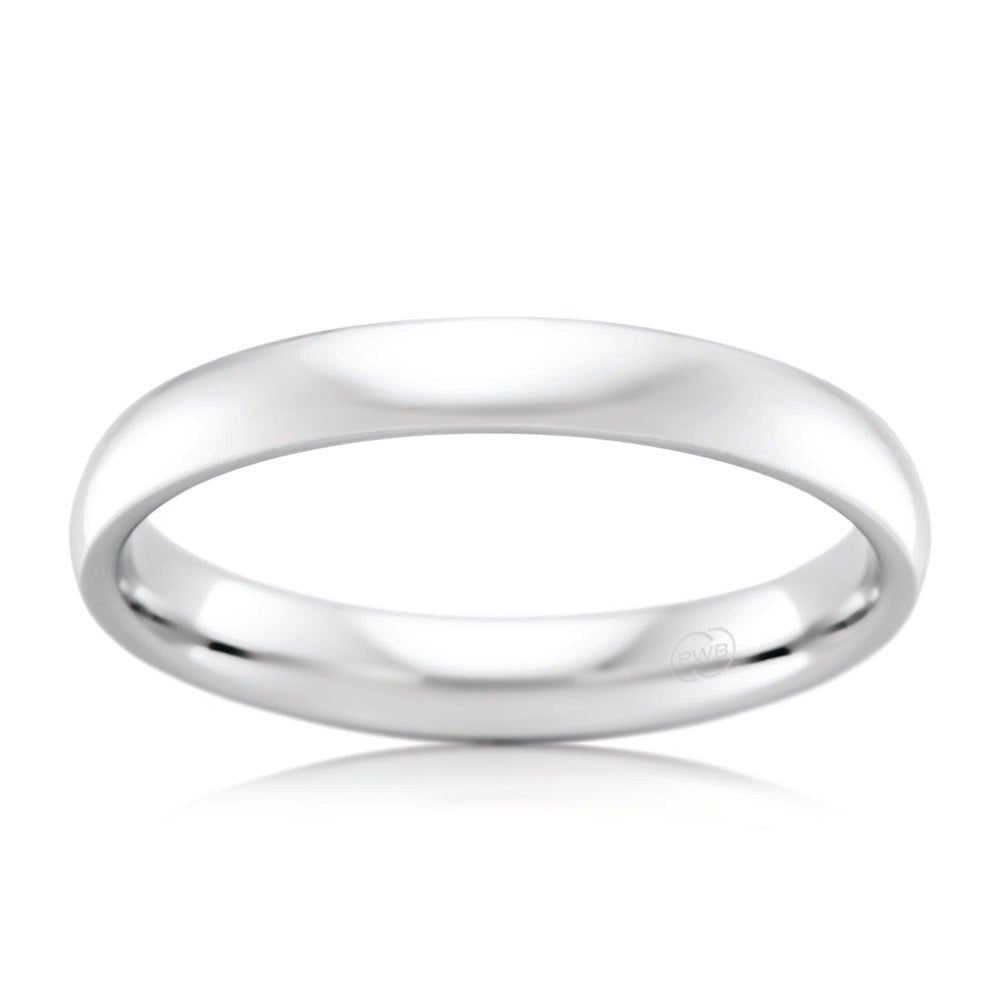 9ct White Gold 3mm Comfort Fit Wedding Band Ring - Size K - Perfect for Engagement, Anniversary & Everyday Wear