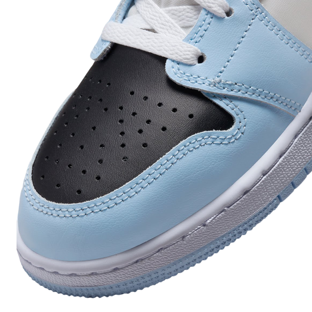 Air Jordan 1 Mid GS Sneakers - Ice Blue, Black & Sail White Colorway - Perfect for School, Basketball & Streetwear Fashion