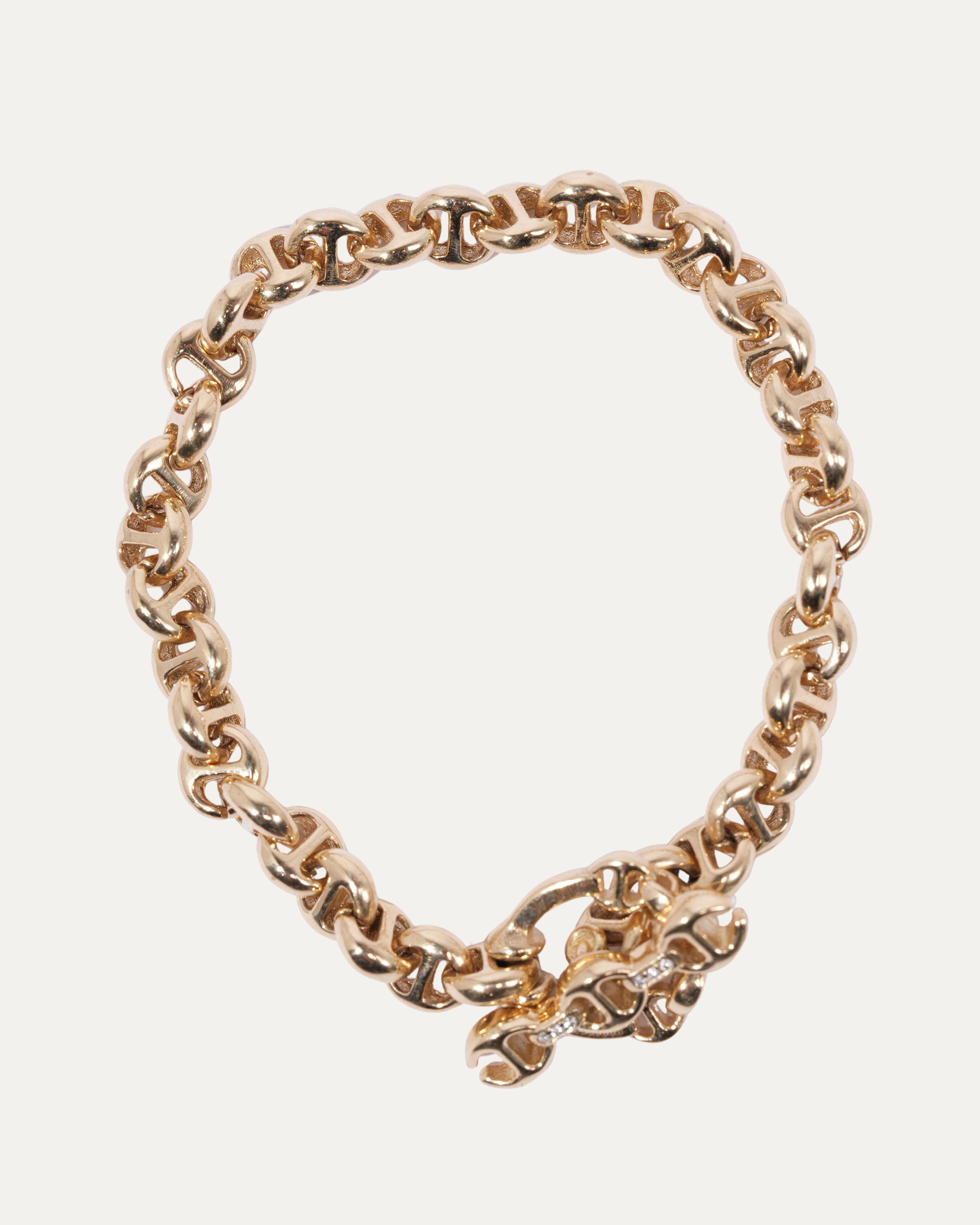 18K Yellow Gold 5MM Open Link Bracelet with Diamond Toggle Closure - Elegant Jewelry for Women, Perfect for Parties, Weddings & Special Occasions