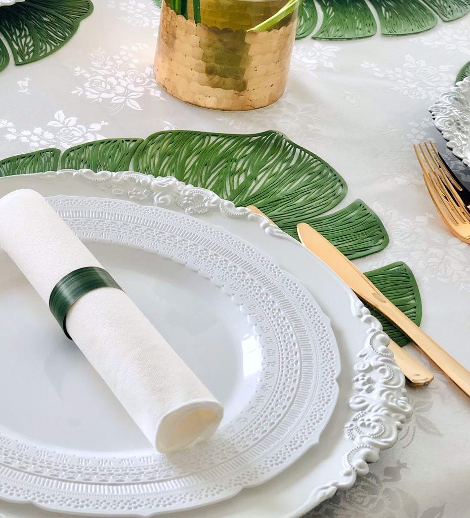 120-Piece Pressed Vinyl Placemats Set - Elegant Wedding & Event Table Decor in Garden Green | Perfect for Dining Tables, Party Centerpieces & Home Decor