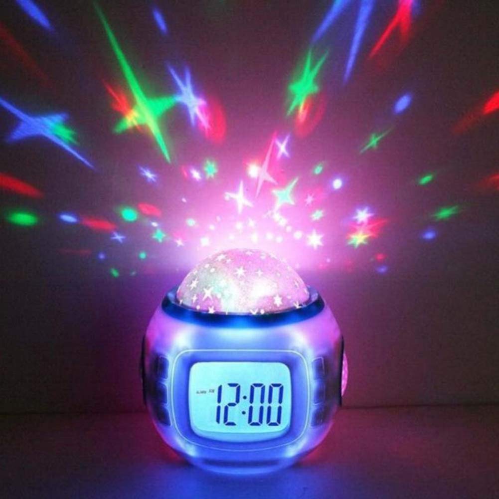 LED Star Projector Night Light with Music, Alarm Clock & Calendar - Romantic Galaxy Lighting for Kids Bedroom, Nursery, or Relaxation | Perfect for Sleep Aid, Baby Shower Gifts & Home Decor