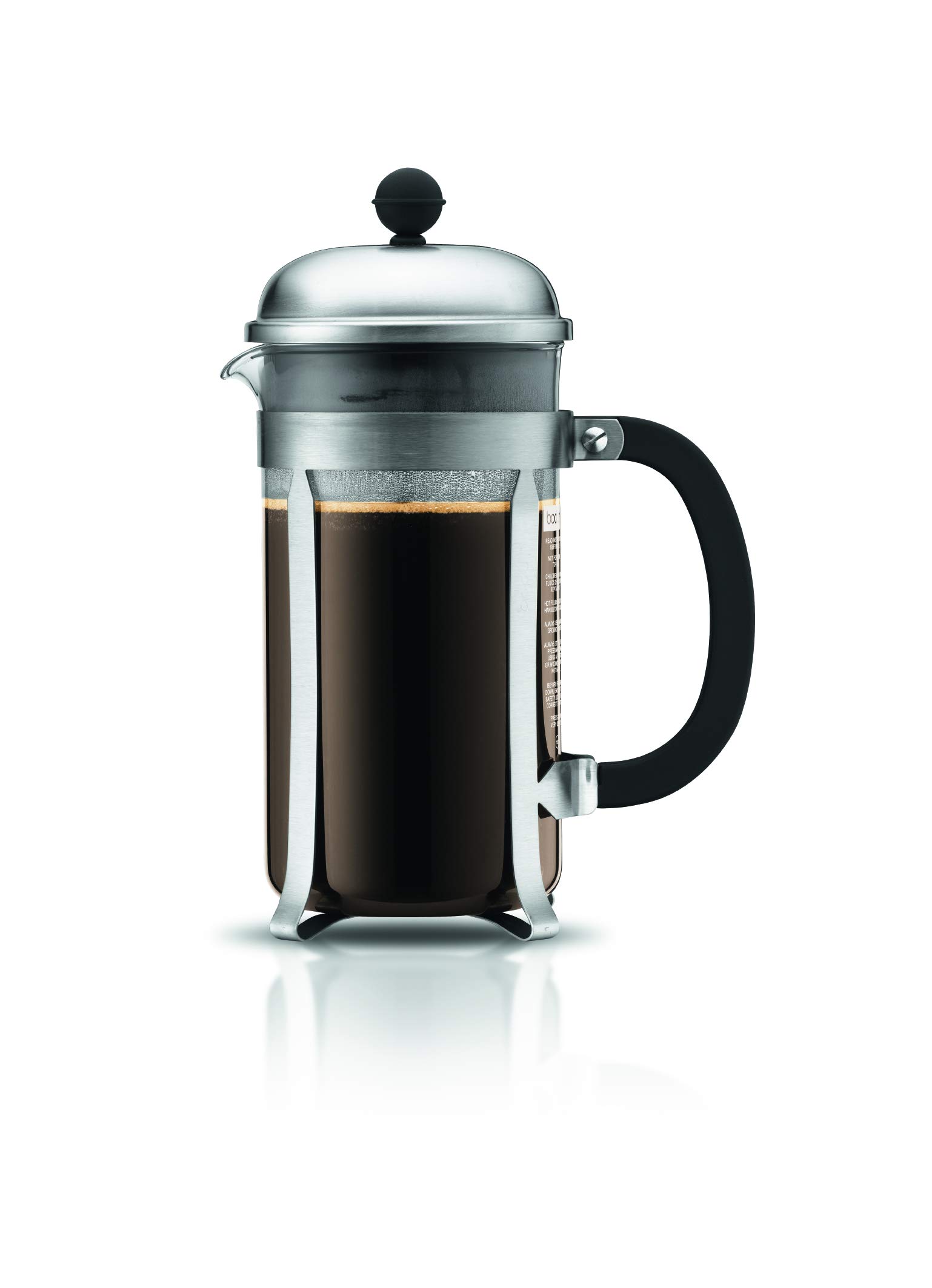 Bodum 34oz Chambord French Press Coffee Maker - High-Heat Borosilicate Glass & Stainless Steel - Perfect for Home, Office & Camping - Made in Portugal