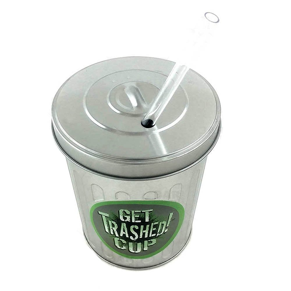BARCONIC 30oz Stainless Steel Novelty Cup - Insulated Metal Trash Can Design for Beer, Soda & Cold Drinks - Perfect for Parties, Tailgating & Home Bar Use