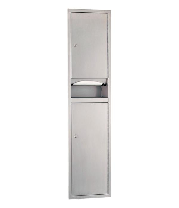 Gamco TW 6 Recessed Towel Dispenser & Waste Bin Combo - 7.5 Gallon Capacity for Restrooms, Kitchens & Commercial Spaces