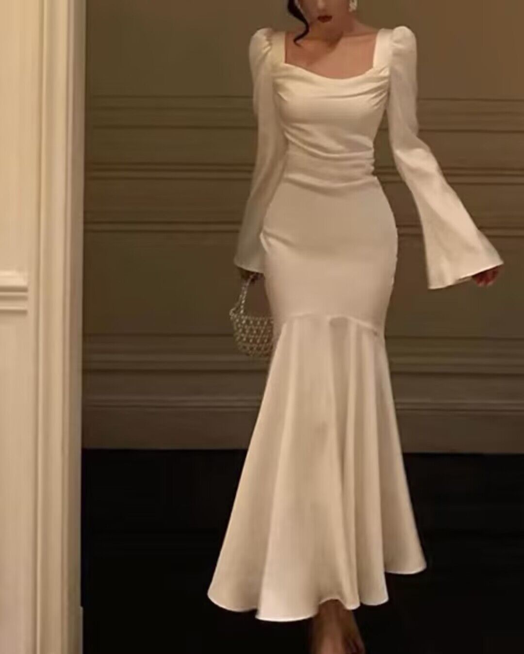 Elegant Long Sleeve White Mermaid Prom Dress for Evening Party - J2721 | Perfect for Homecoming, Formal Dances & Special Occasions