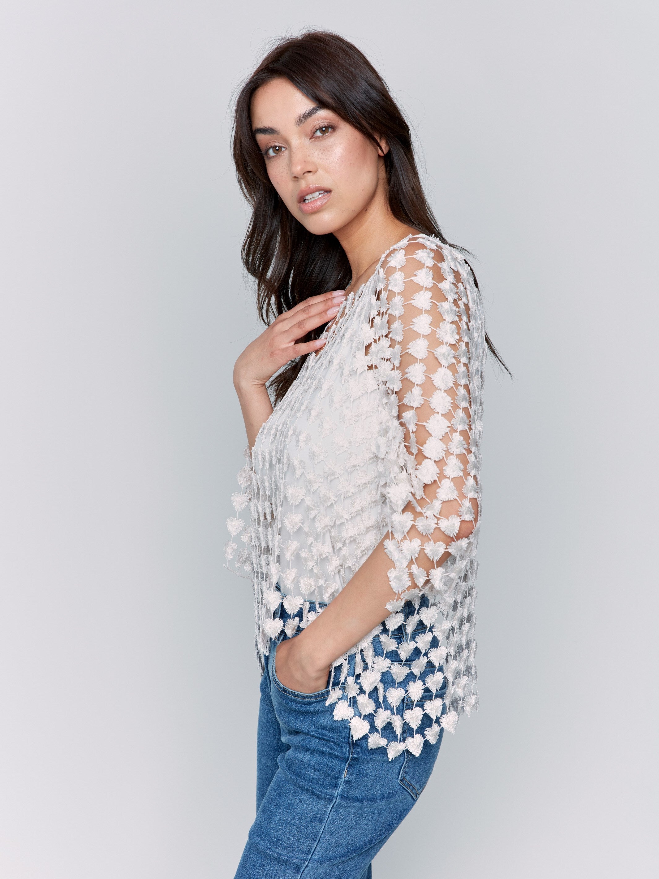 Crochet Heart Top for Women - Textured Boho Chic Blouse in Natural Color - Perfect for Summer Festivals, Beach Vacations, and Casual Outings