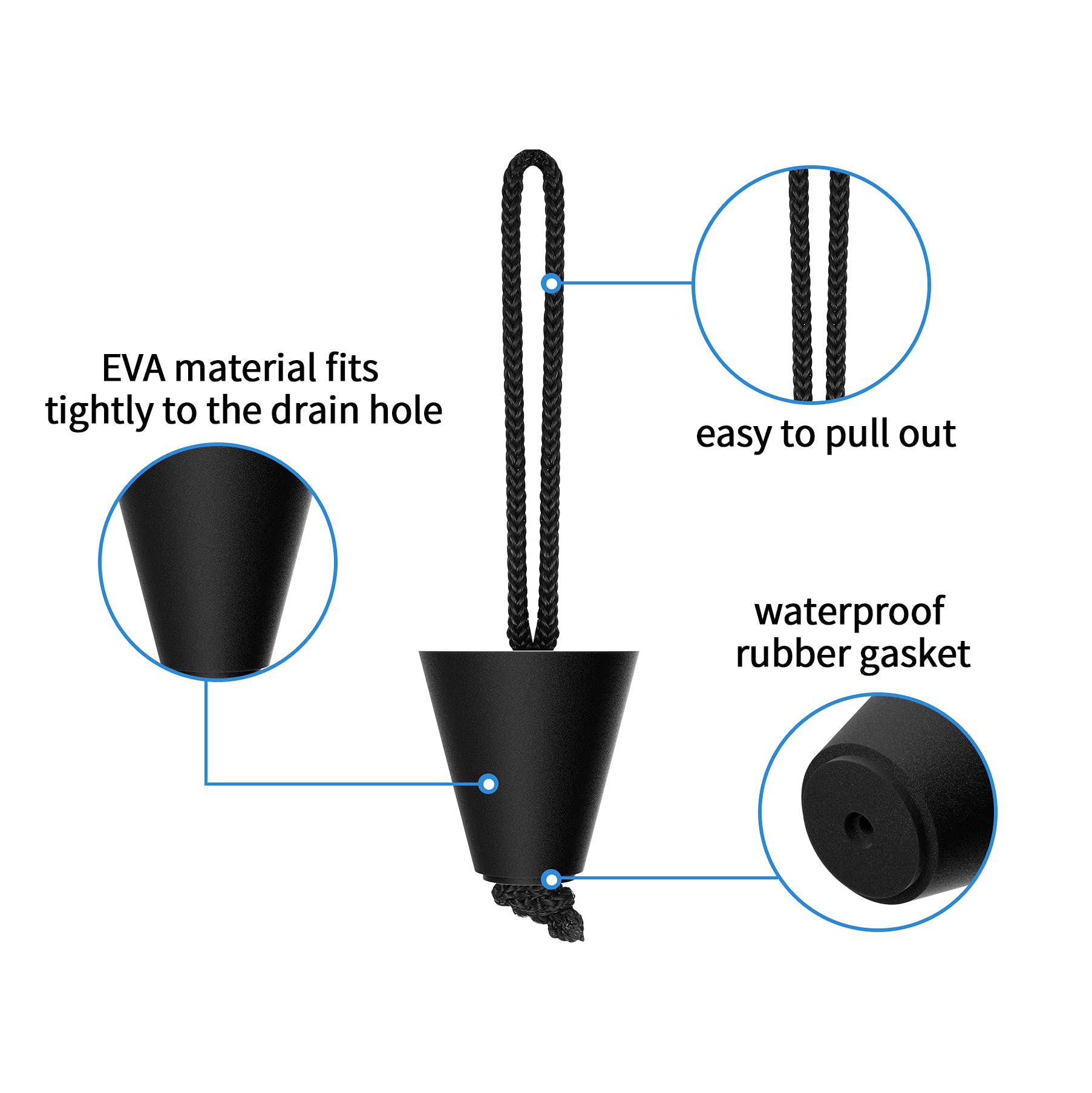 Hikeen Kayak Scupper Plugs with Lanyard - Waterproof Drain Plugs for Sit-On-Top Kayaks - Perfect for Kayaking, Fishing, and Water Sports Accessories