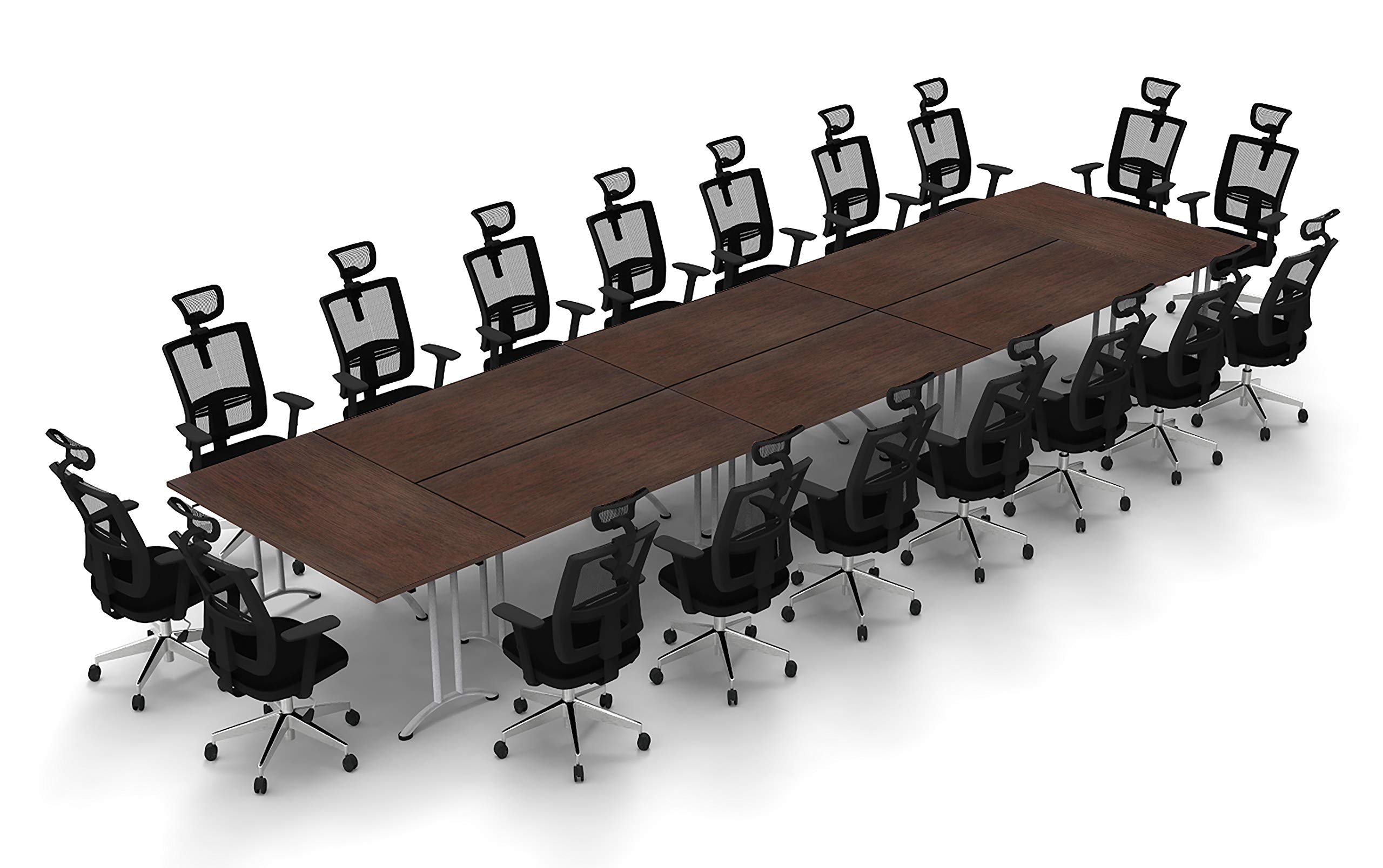 18-Person Conference Table - Large Meeting & Seminar Table for Compact Spaces - Model 5918 with 8-Piece Group in Java Color - Commercial Grade, Ready-to-Use (Seating Not Included) - Perfect for Office Meetings, Team Collaborations & Conference Rooms