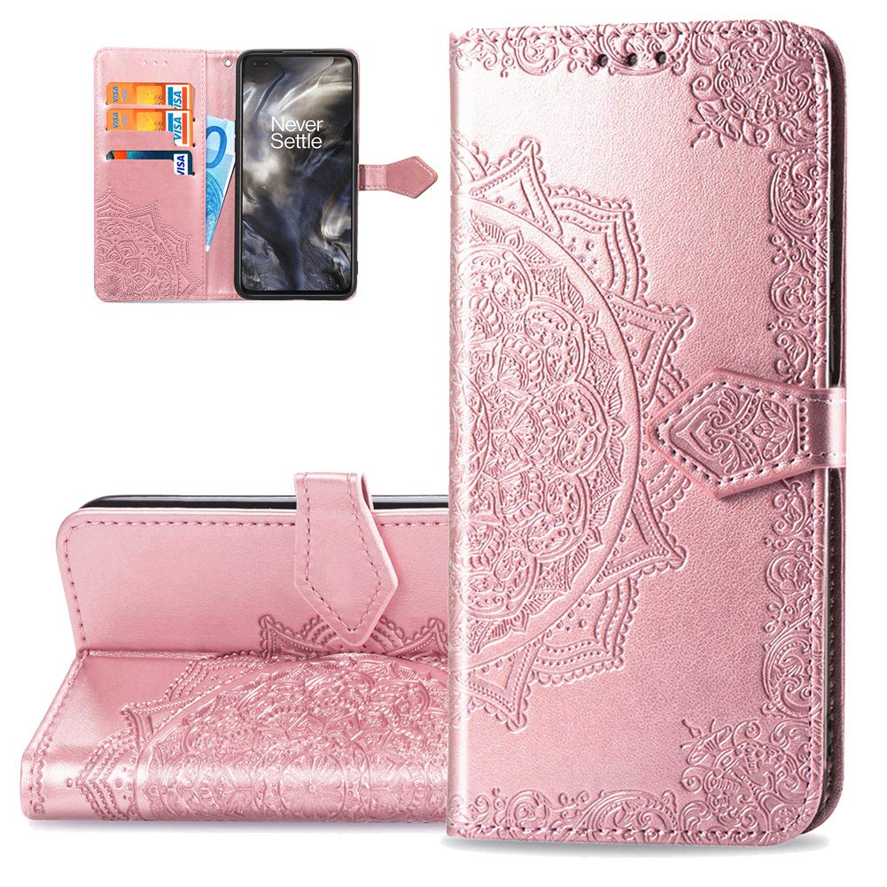 IMIRST iPhone 13 Pro Max Case - PU Leather Flip Wallet Phone Cover with Card Holder & Kickstand | Mandala Embossed Design | Protective Rose Gold Case for Women & Men | Perfect for Work, Travel & Daily Use