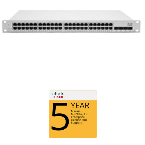 Cisco MS225 48FP Gigabit Ethernet Access Switch with 48 Ports | 5-Year Enterprise License & Support Included | Ideal for Business Networks, Data Centers & Office IT Infrastructure