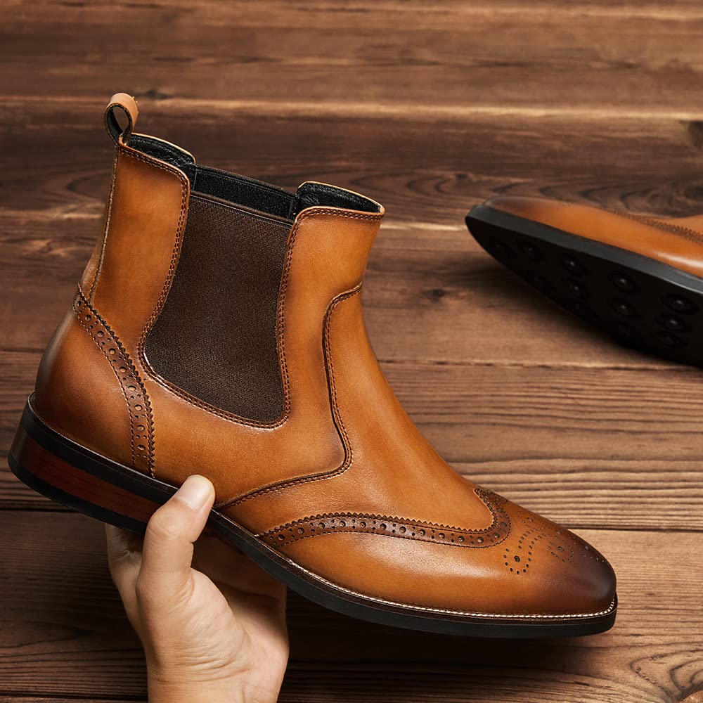 Men's Chelsea Boots - Genuine Leather Formal Dress Boots for Business, Office & Casual Wear | Slip-On Ankle Boots for Men