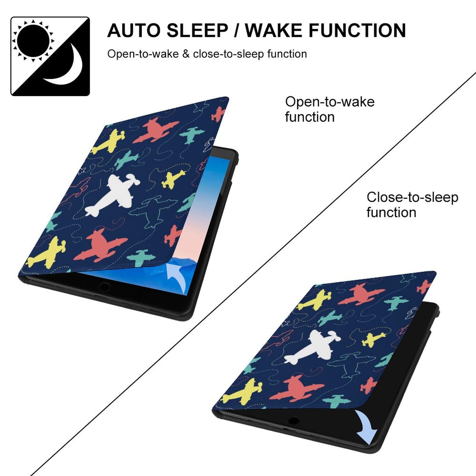 Airplane Pattern Slim Shockproof Waterproof Protective Case with Stand for iPad Pro 10.5 & iPad Air 3 (10.5 Inch) - Perfect for Travel, Work, and Home Use