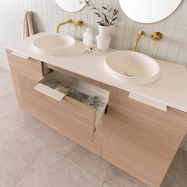 ADP Glacier Pro Hamper Trio Vanity with Solid Surface Top - Stylish Bathroom Storage Organizer for Towels, Toiletries & Laundry - Perfect for Master Bath, Guest Room or Spa Retreat