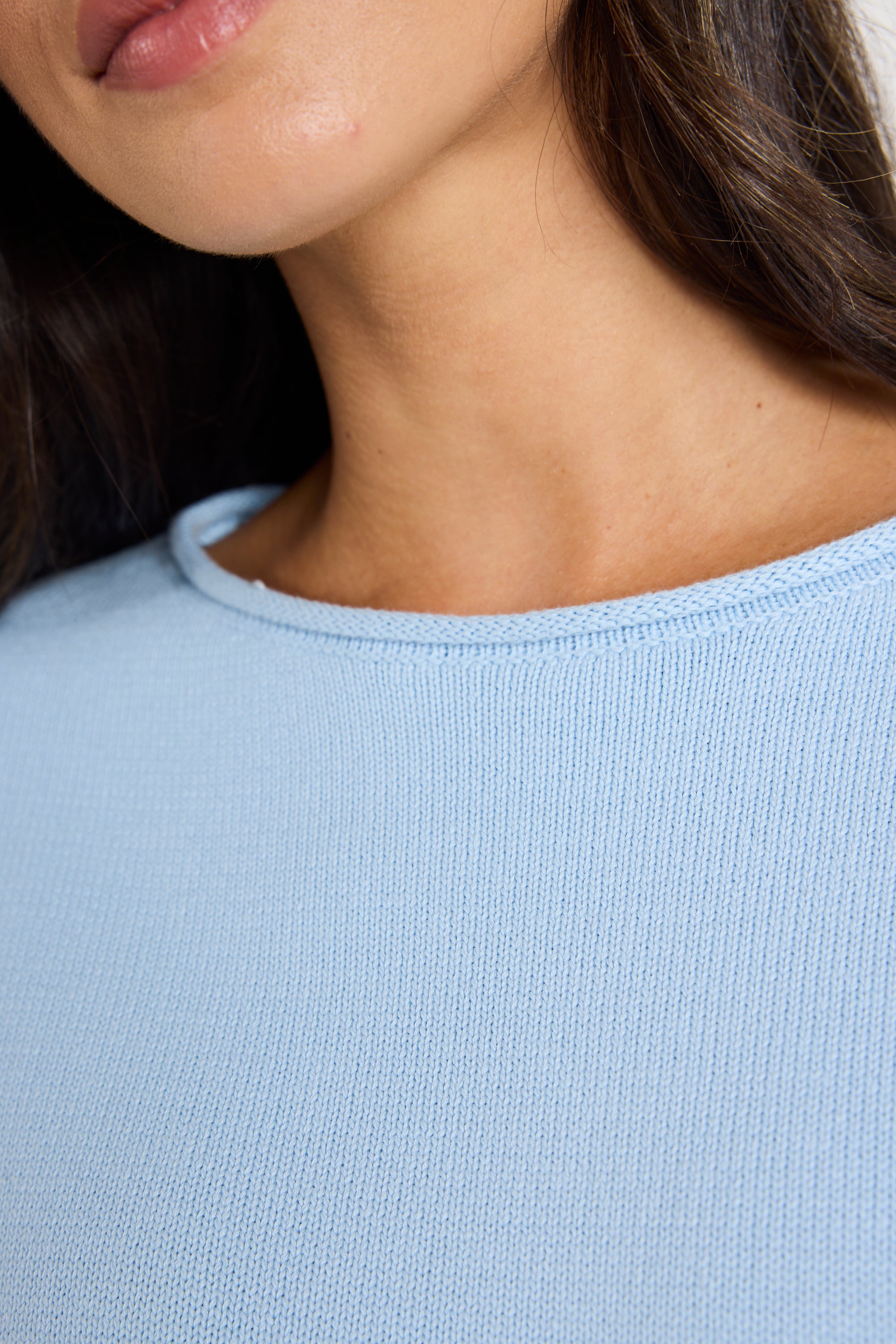 Daytime Ice Blue Long Sleeve Cotton Jumper for Women - Soft & Comfortable Casual Wear for Office, Travel & Everyday Outfits