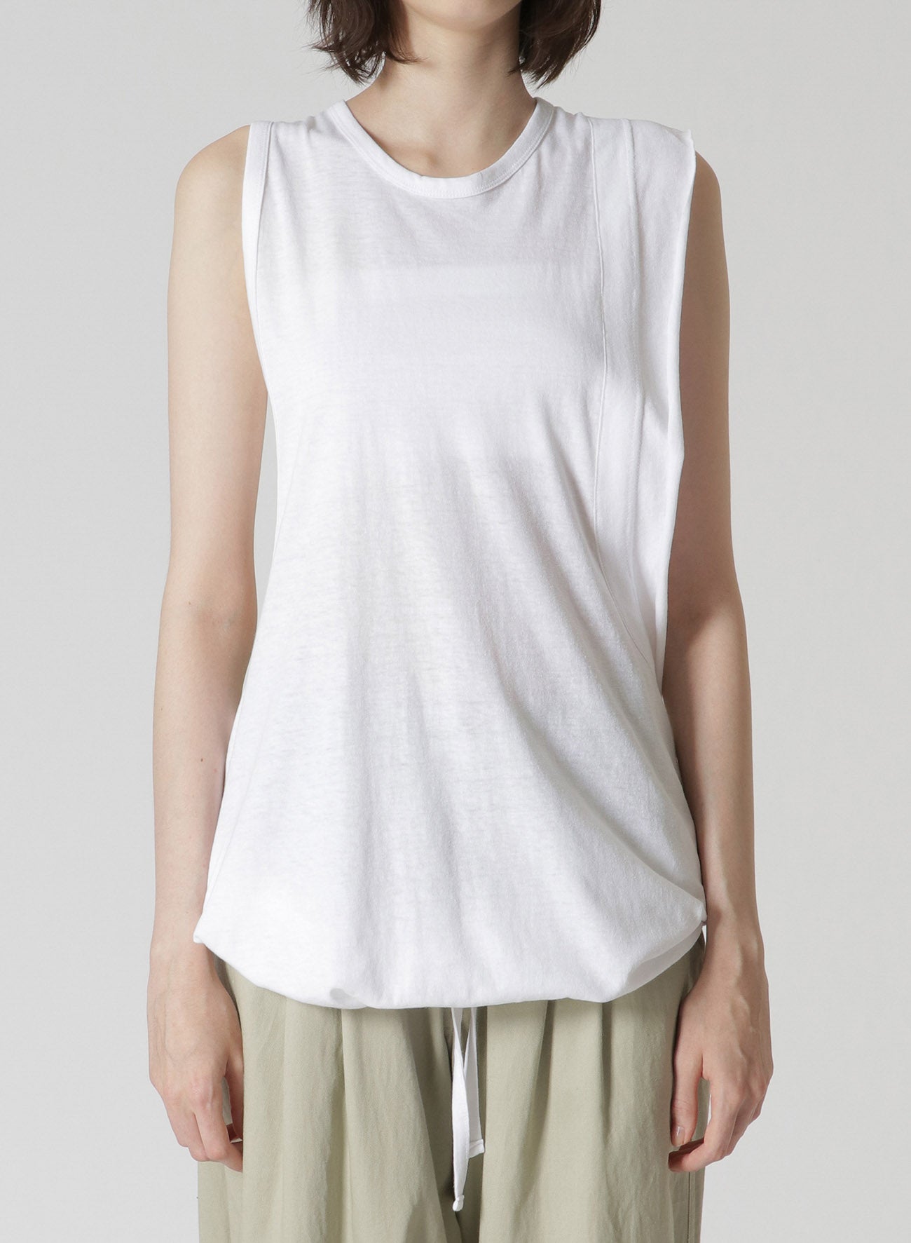 Breathable Cotton Linen Blend Plain Stitch Wide Round Neck Tank Top for Women - Perfect for Summer, Beach, and Casual Outfits