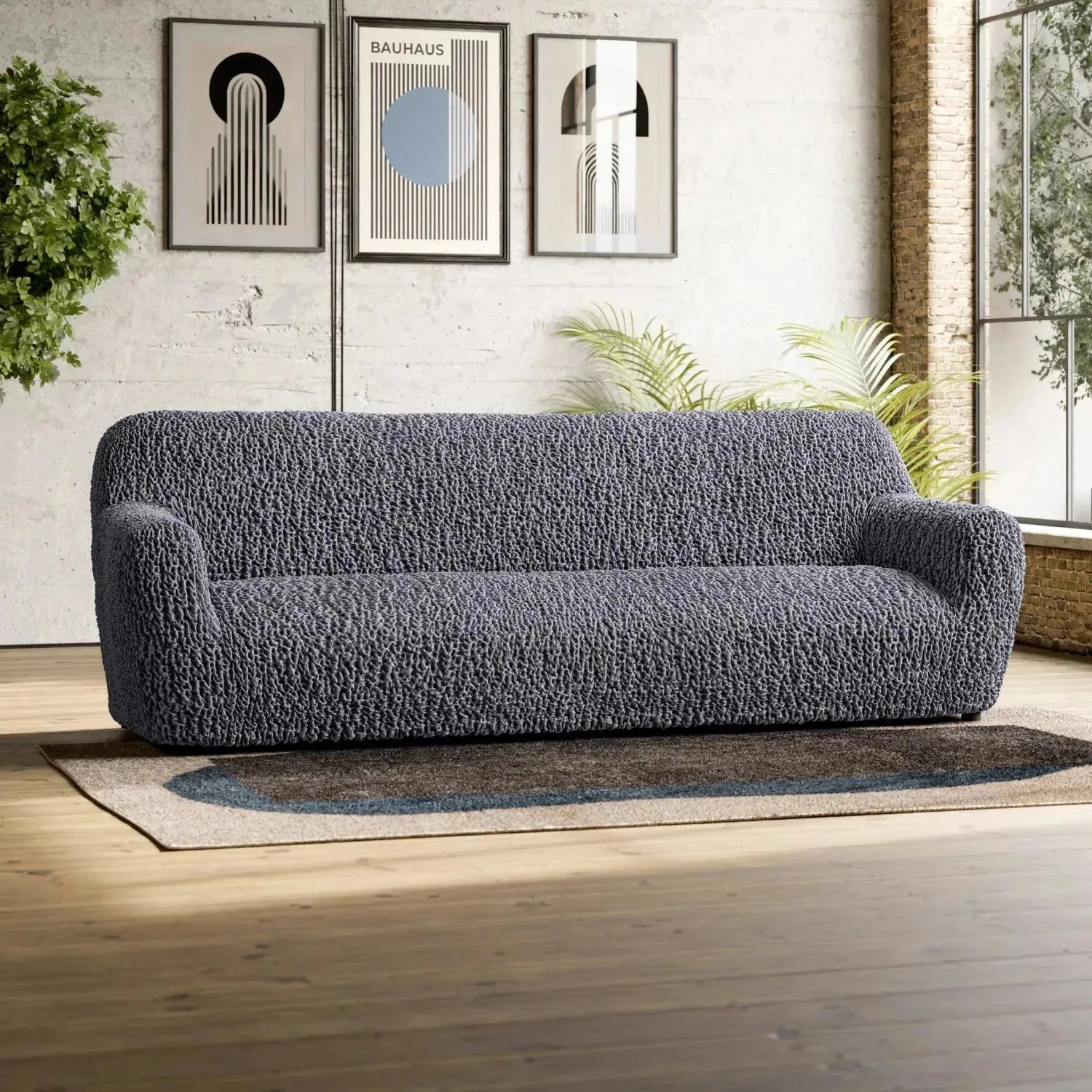 4-Seater Sofa Slipcover - Goffrato Velvet Collection | Soft Stretch Couch Cover | Living Room Furniture Protector | Perfect for Home, Office & Apartment Decor