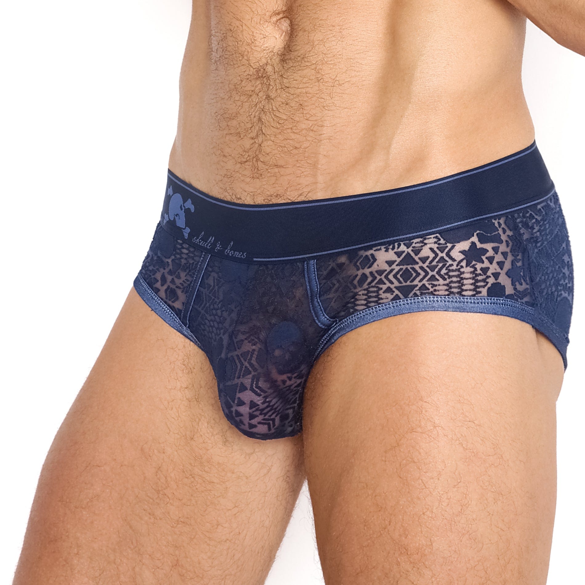 Skull and Bones Burnout Brief Midnight - Stylish Men's Boxer Shorts for Comfortable Sleep & Lounge Wear
