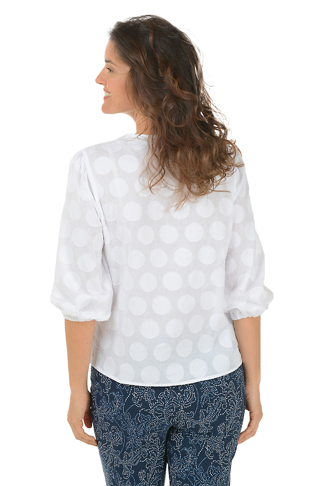 Dobby Dot Button Front Blouse for Women - Stylish Floral Print Top for Casual Wear & Office Outfits | Perfect for Spring & Summer Fashion