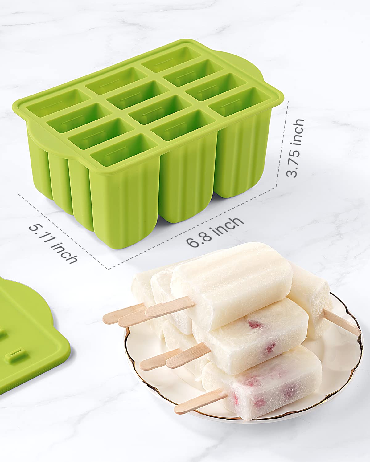 **MEETRUE 12-Piece Silicone Popsicle Molds - BPA-Free, Easy-Release Ice Pop Maker for Homemade Treats | Includes 50 Popsicle Sticks & Cleaning Brush | Perfect for Summer Snacks, Kids' Parties & Healthy Desserts**