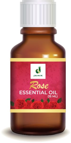 Jainik Pure Rose Essential Oil - 15ml for Aromatherapy, Diffusers, Candles, Bath & Hand Sanitizer | Stress Relief & Anxiety Reduction | Perfect for Relaxation, Spa & Home Fragrance