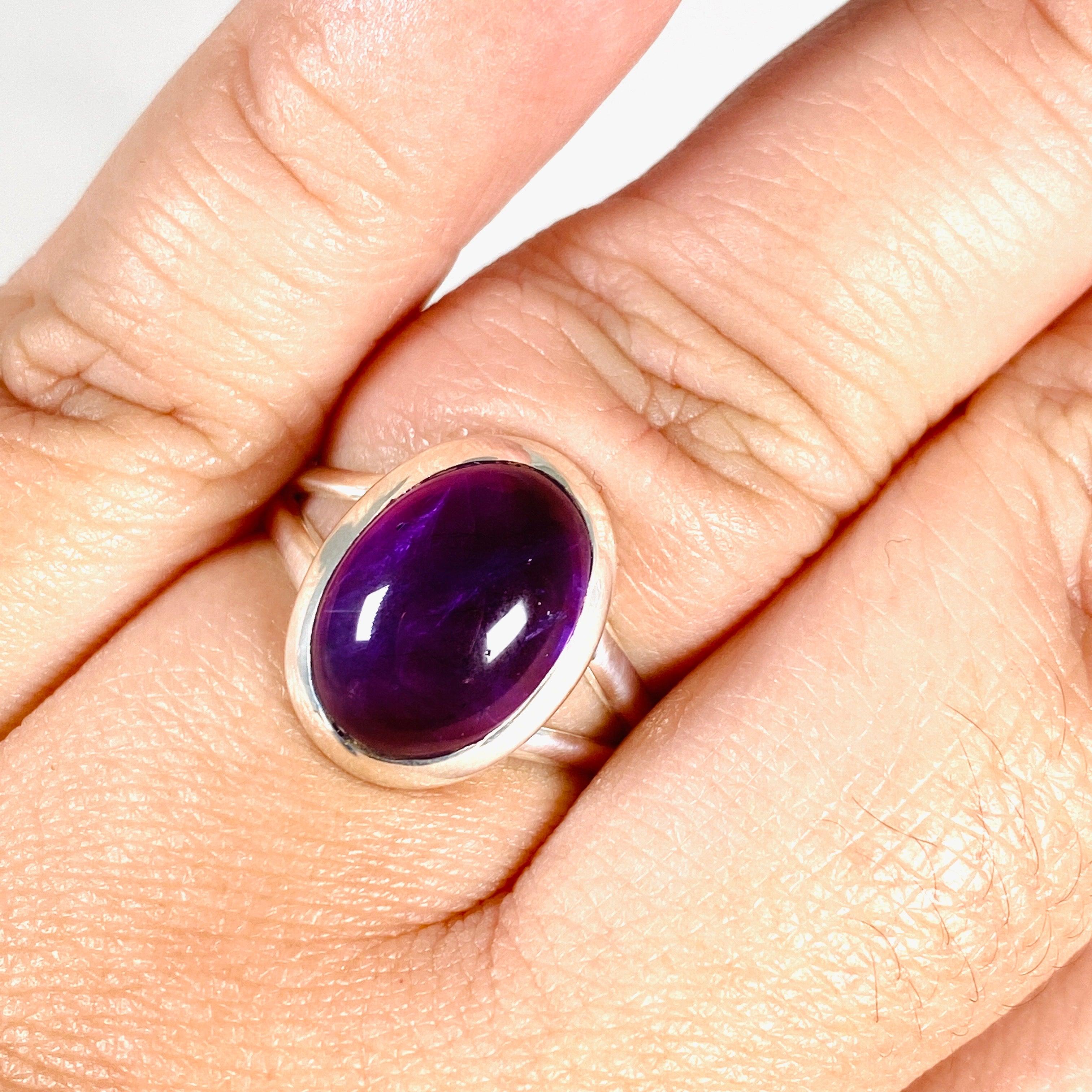 Amethyst Oval Ring for Women - Size 10 - KRGJ2951 - Elegant Purple Gemstone Jewelry for Everyday Wear & Special Occasions